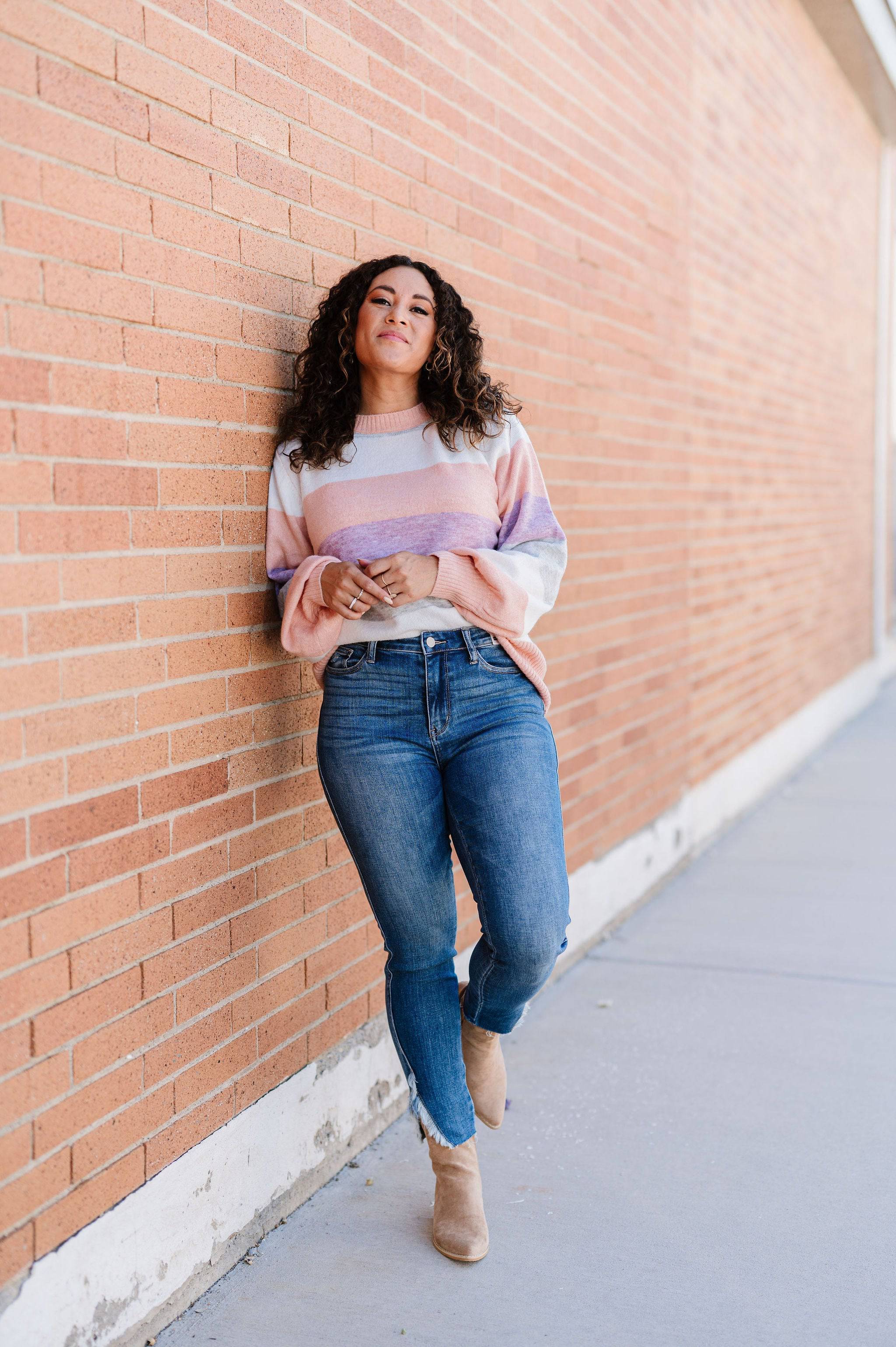 Let Me Love You Color Block Sweater - Mulberry Skies