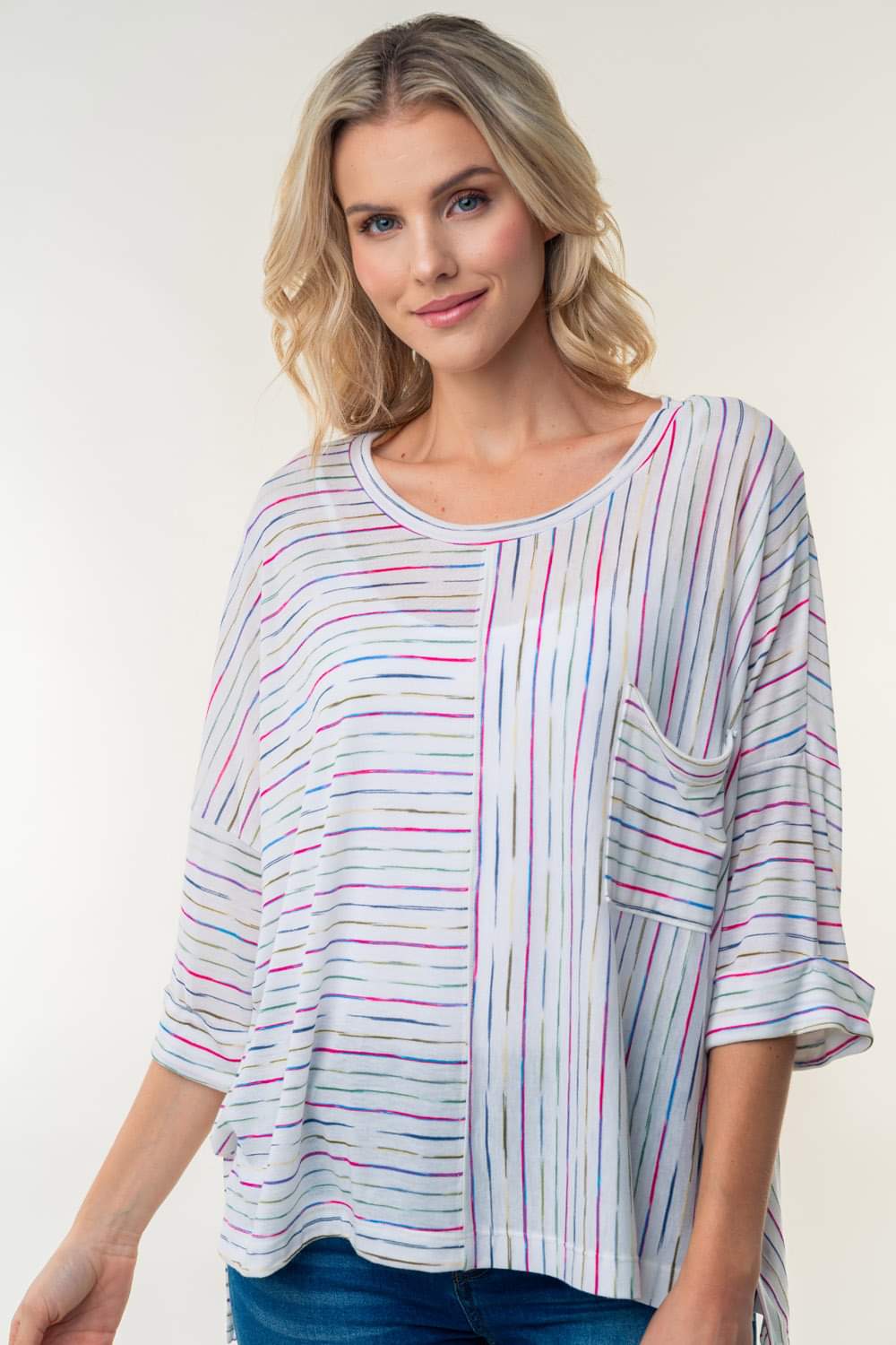 Striped Top Dolman Sleeves