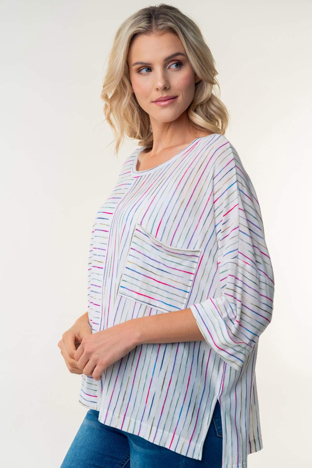 Striped Top Dolman Sleeves