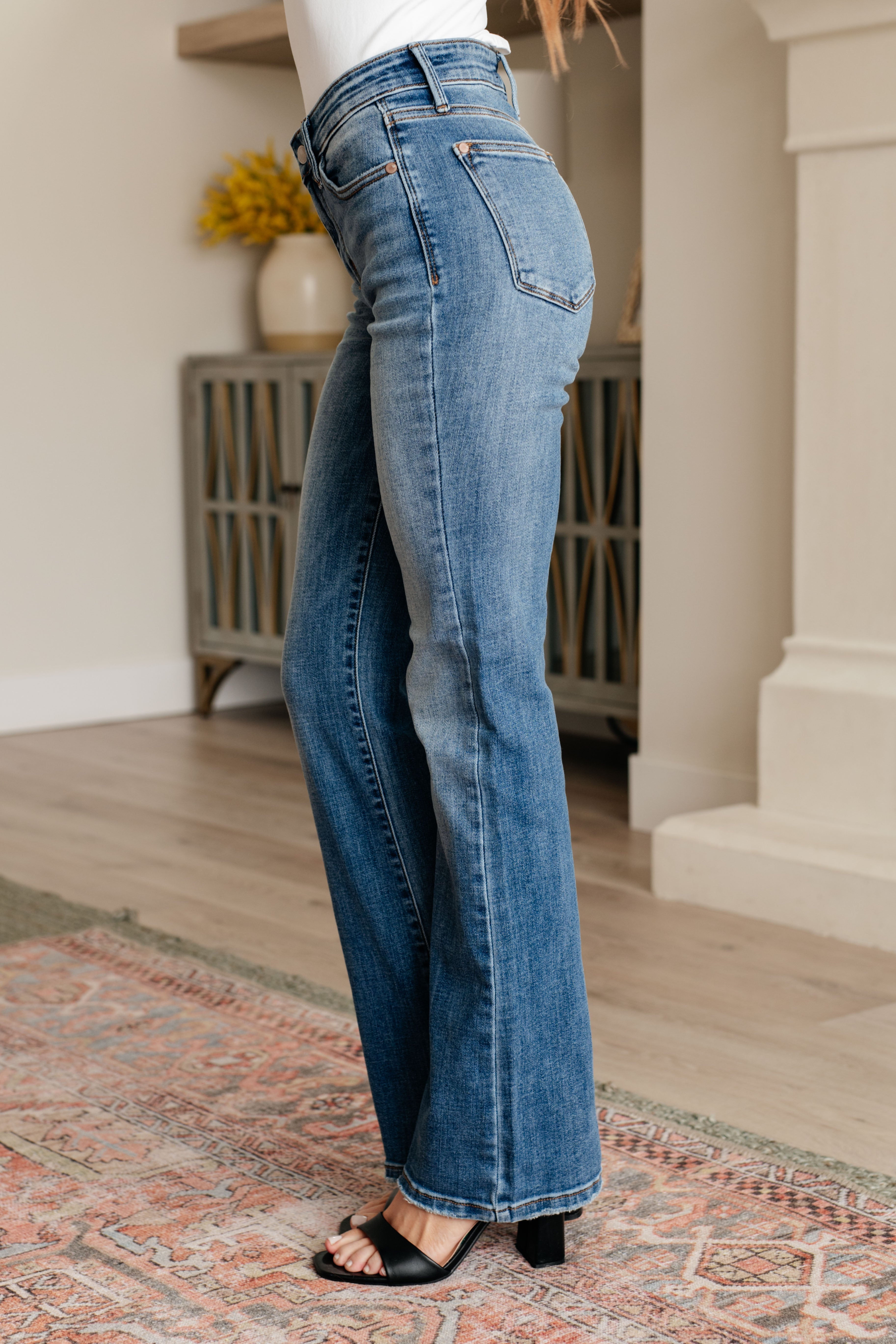 Genevieve Mid Rise Vintage Bootcut Jeans - Mulberry Skies