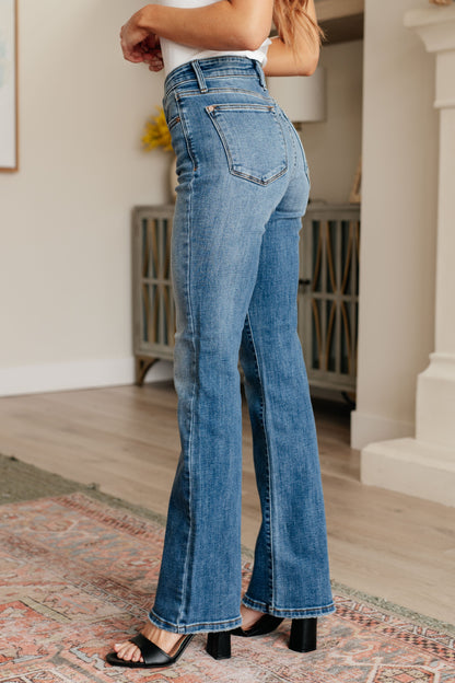 Genevieve Mid Rise Vintage Bootcut Jeans - Mulberry Skies