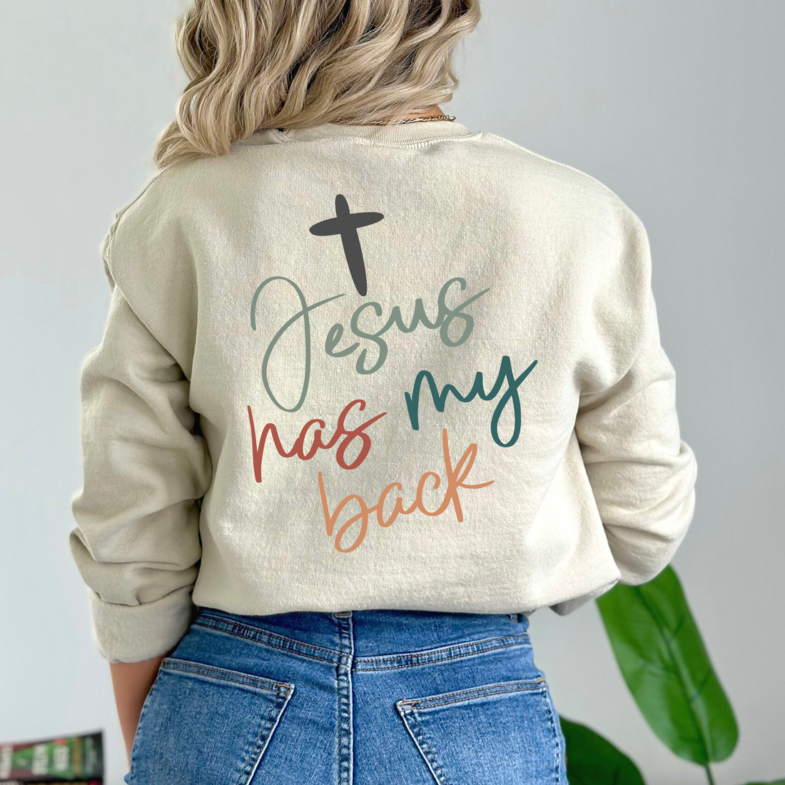 Jesus Has My Back Graphic Sweatshirt