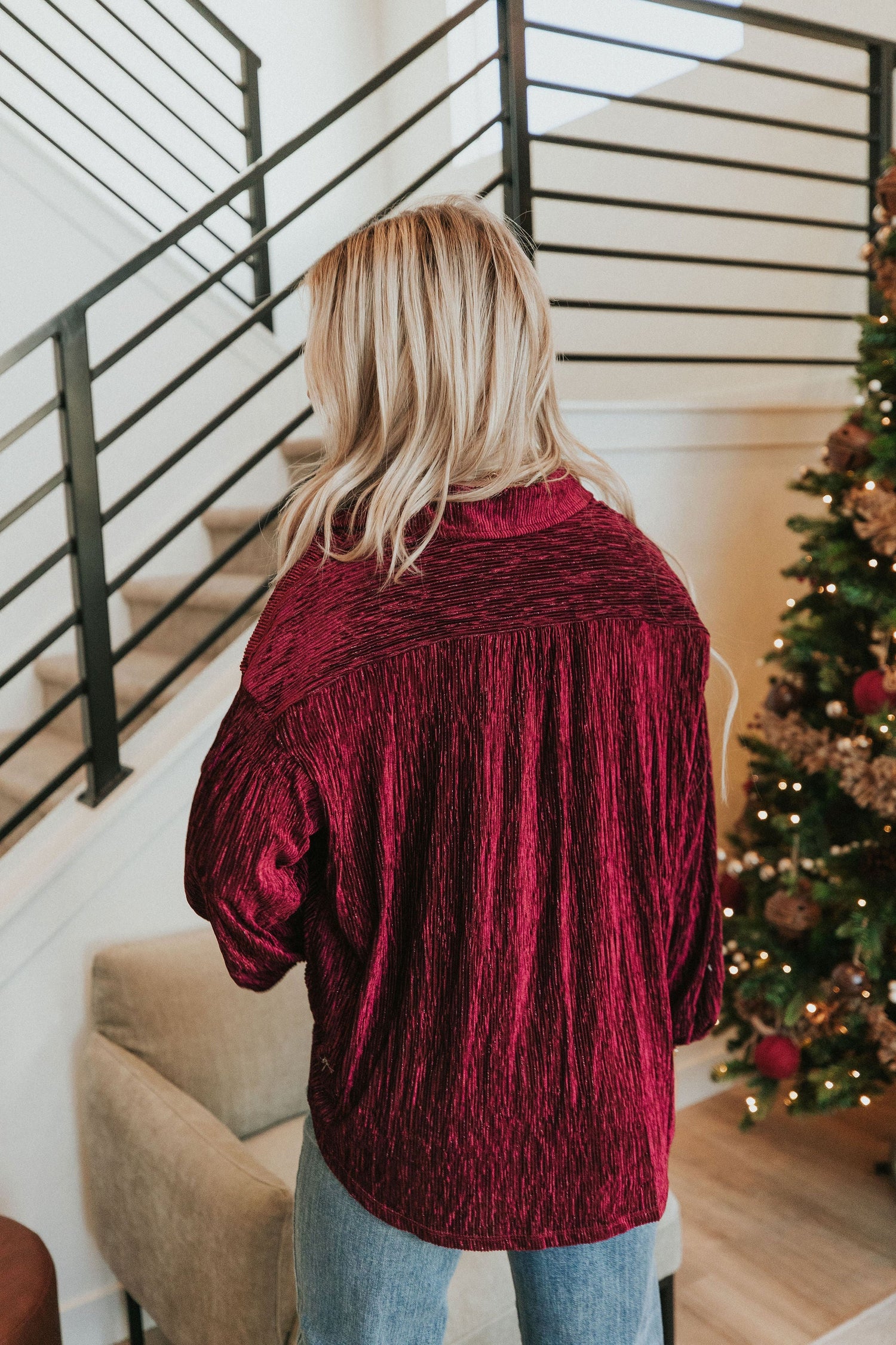 Looking At You Velvet Top - Mulberry Skies