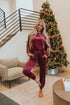 Cozy And Content Velvet Jogger Set - Mulberry Skies