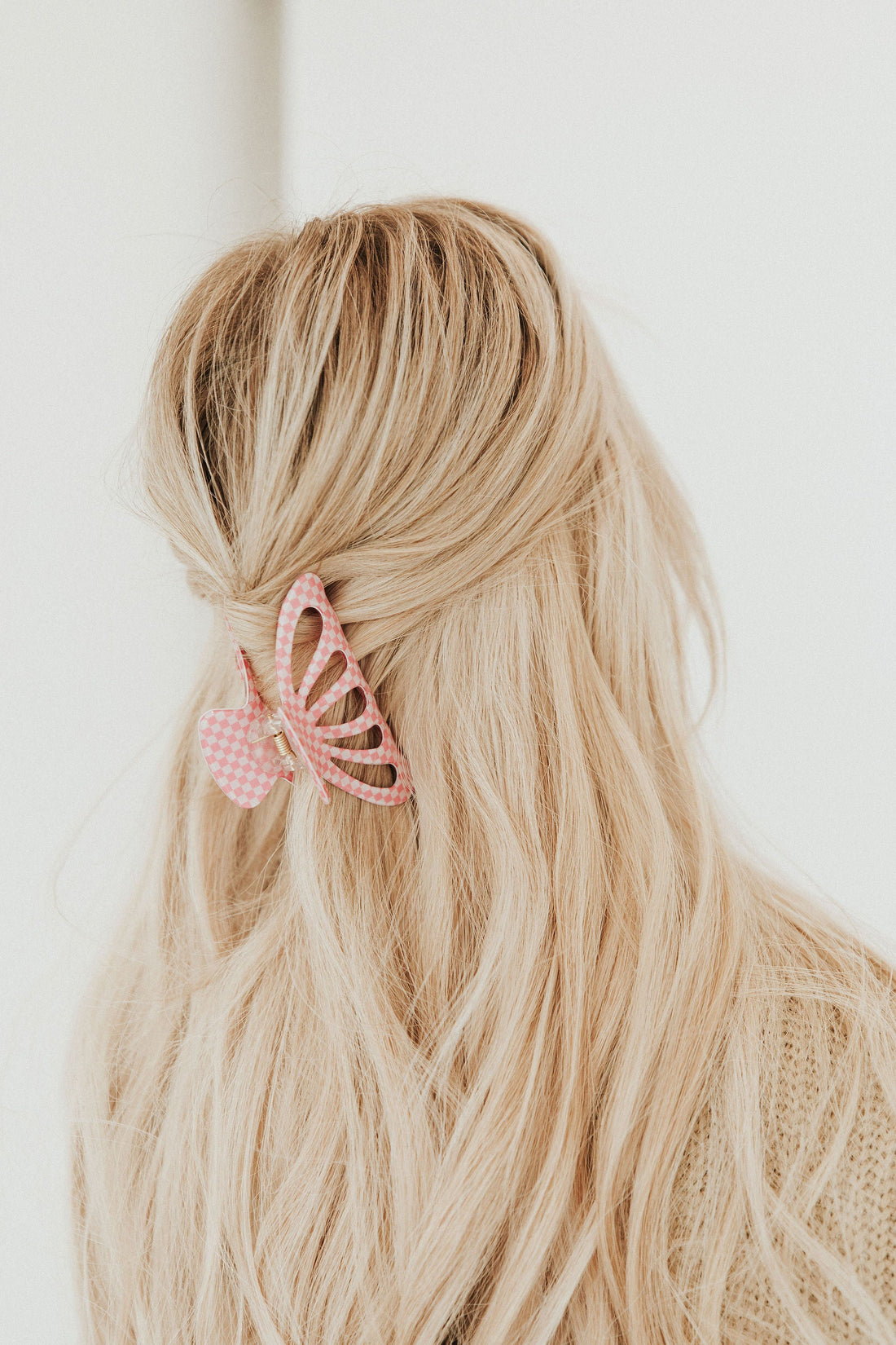 DOORBUSTER Deal - Butterfly Checkered Hair Claw - Pink - Mulberry Skies