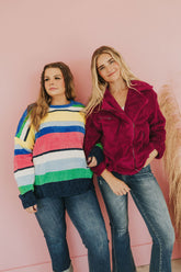 You Should Be Here Color Block Sweater - Mulberry Skies