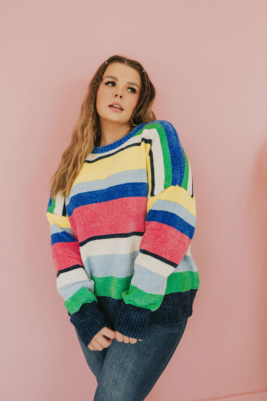 You Should Be Here Color Block Sweater - Mulberry Skies