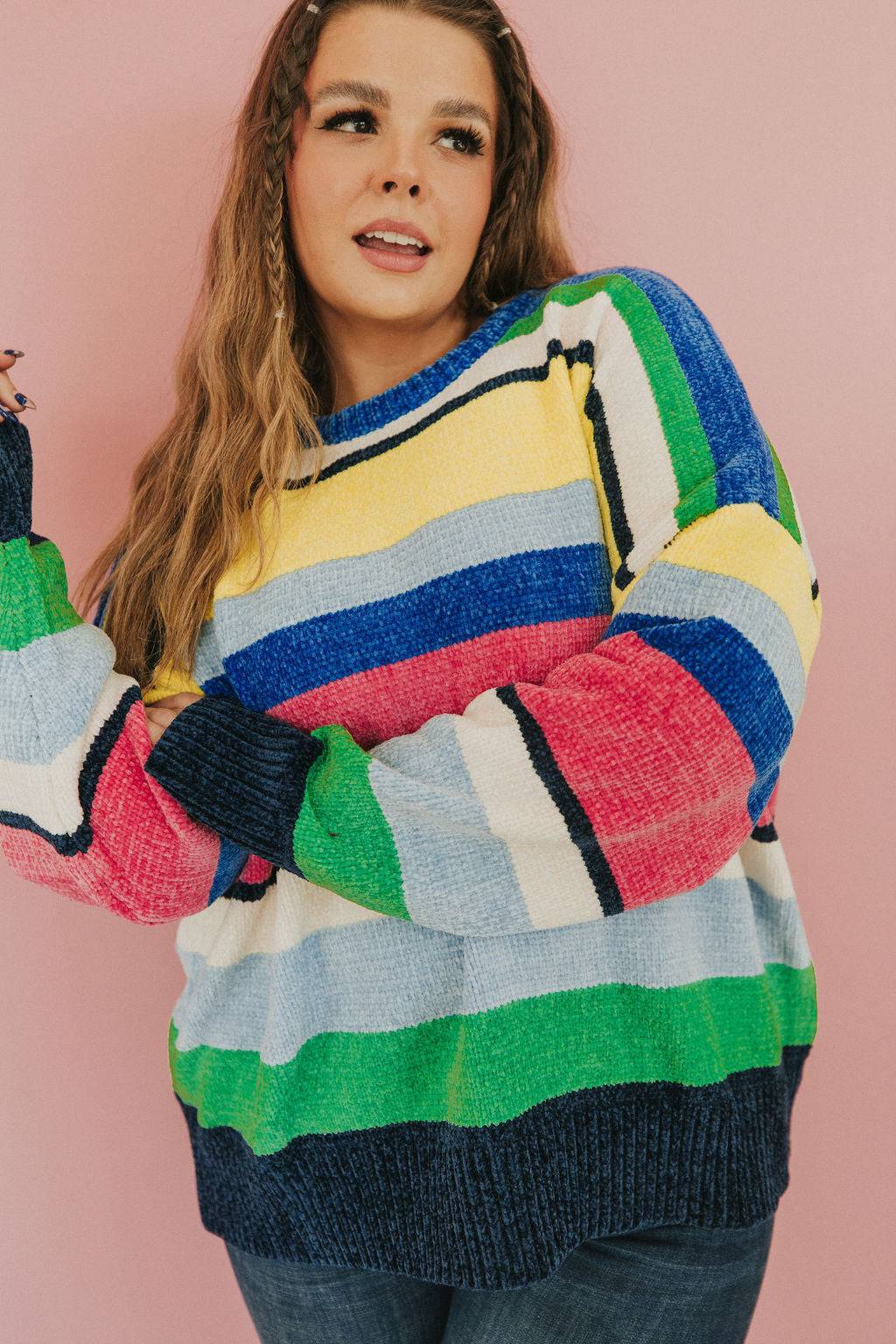You Should Be Here Color Block Sweater - Mulberry Skies