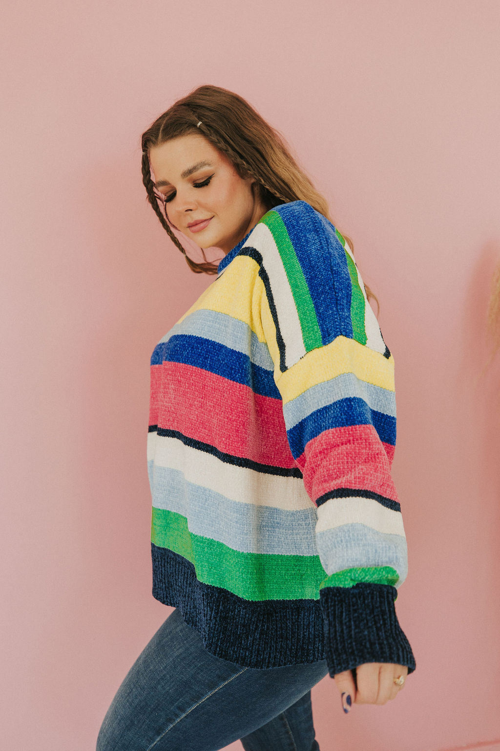 You Should Be Here Color Block Sweater - Mulberry Skies