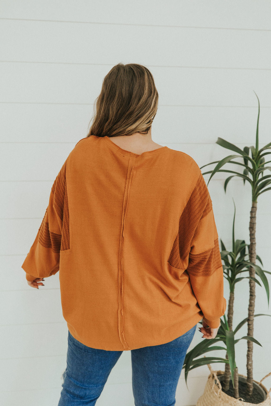 Just Too Sweet Contrast Sleeve Top - Mulberry Skies