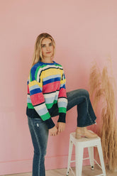 You Should Be Here Color Block Sweater - Mulberry Skies