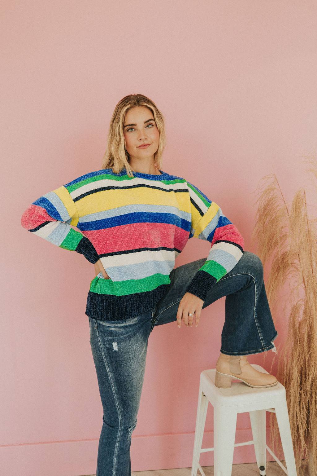 You Should Be Here Color Block Sweater - Mulberry Skies