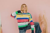 You Should Be Here Color Block Sweater - Mulberry Skies
