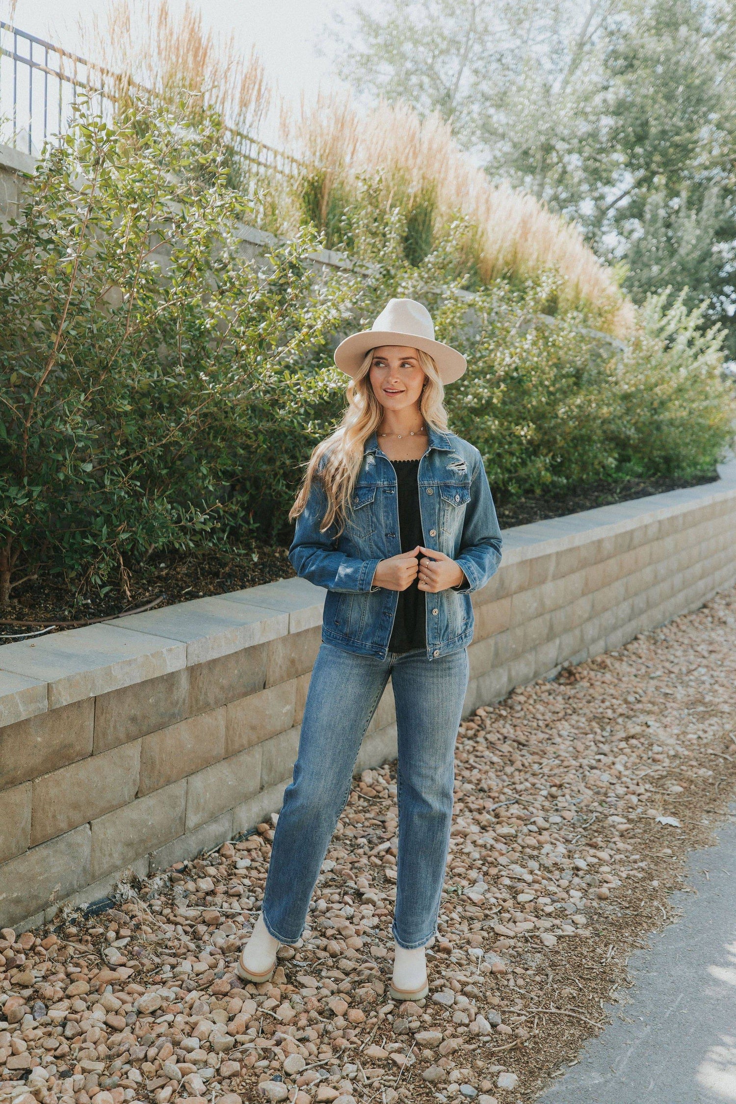 Happy Right Now Distressed Denim Jacket - Mulberry Skies