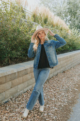 Happy Right Now Distressed Denim Jacket - Mulberry Skies