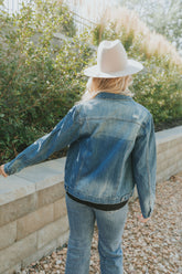 Happy Right Now Distressed Denim Jacket - Mulberry Skies
