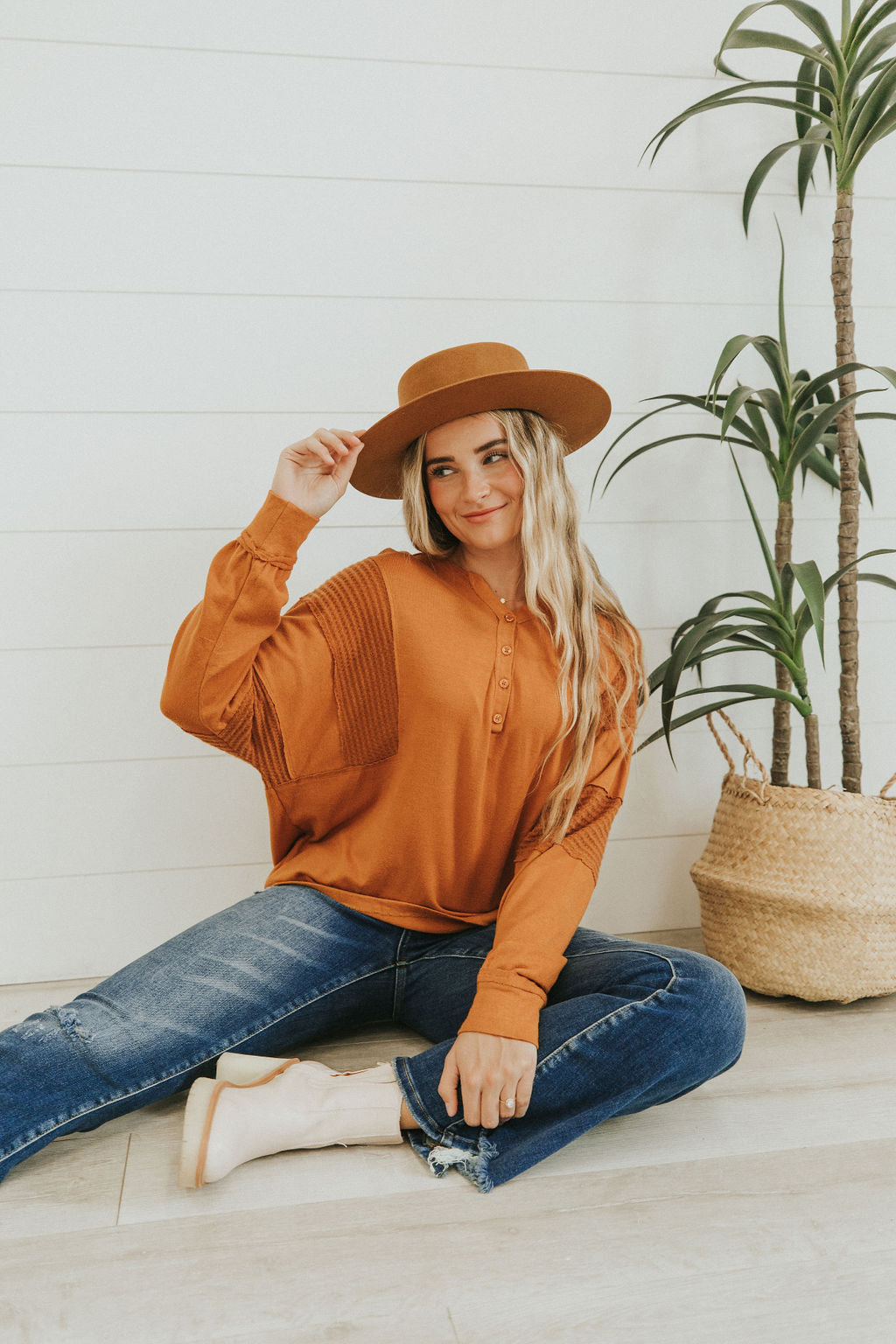 Just Too Sweet Contrast Sleeve Top - Mulberry Skies