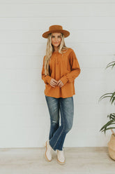 Just Too Sweet Contrast Sleeve Top - Mulberry Skies