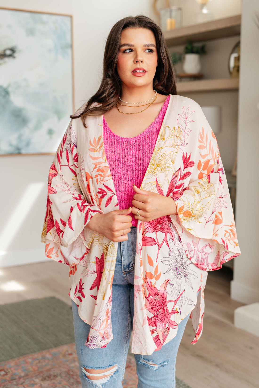 Vacay Season Bell Sleeve Kimono - Mulberry Skies