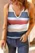 Striped Notched Neck Tank - Mulberry Skies