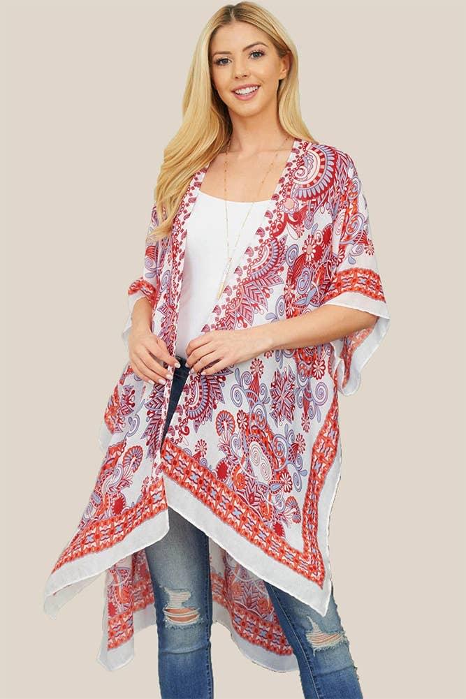 Bohemian Pattern Print Kimono - Mulberry Skies