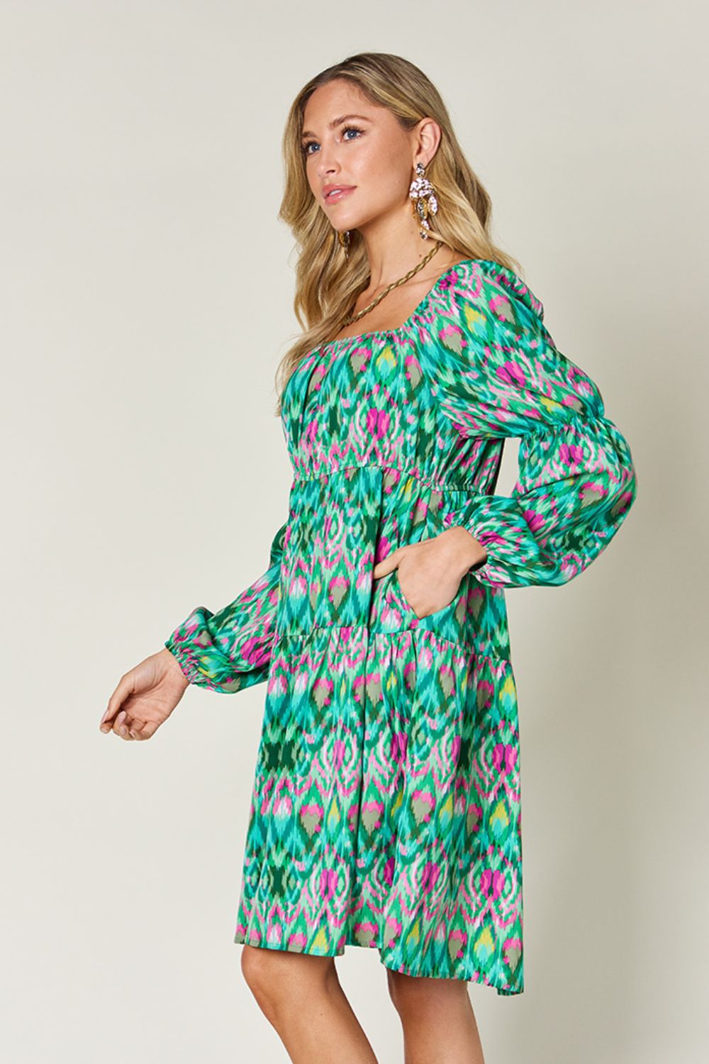 Printed Long Sleeve Dress