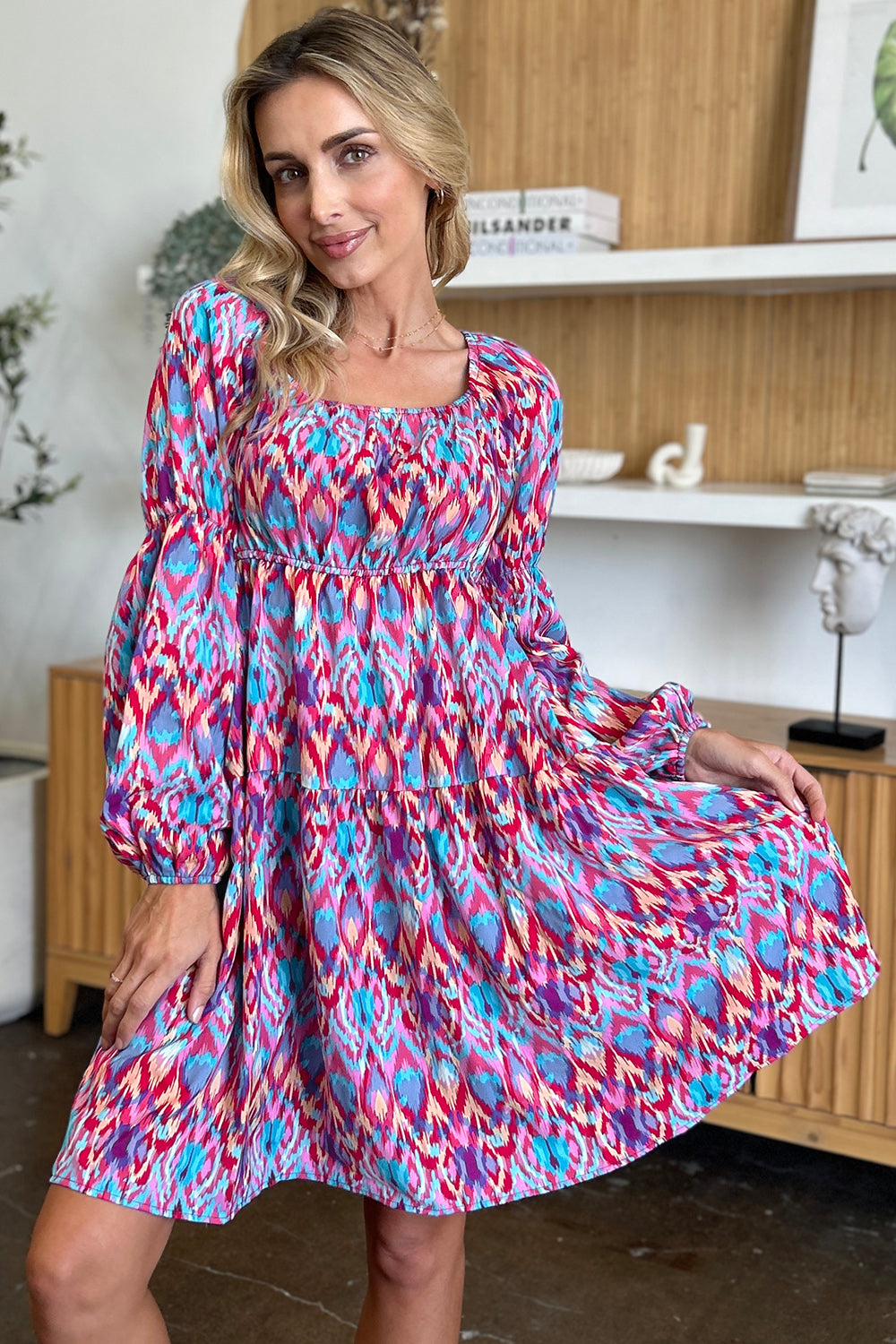 Printed Long Sleeve Dress