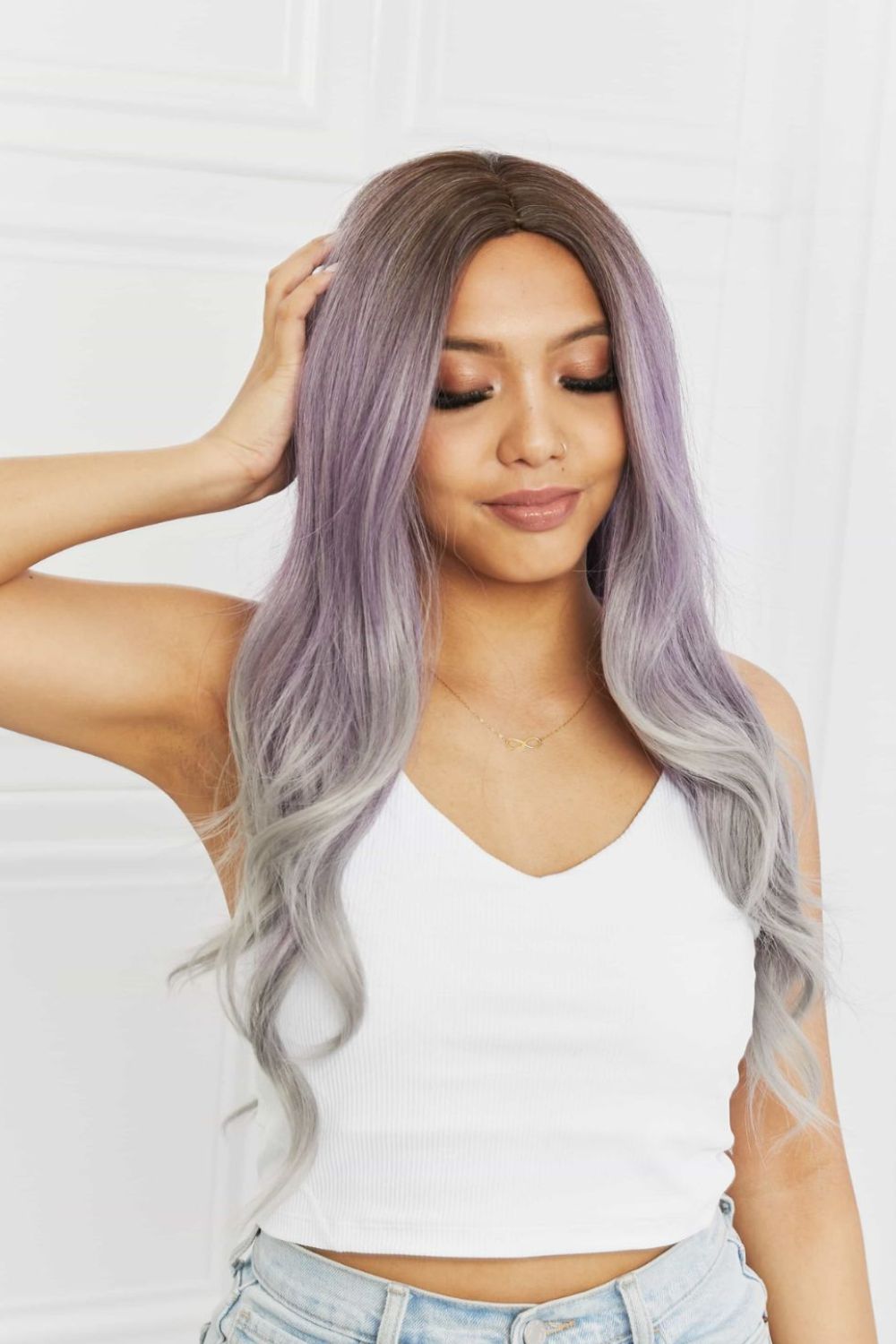Elegant Wave Full Machine Synthetic Wigs in Purple 26'' - Mulberry Skies