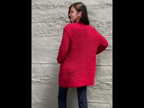 Falling For You Open Front Popcorn Cardigan - Red