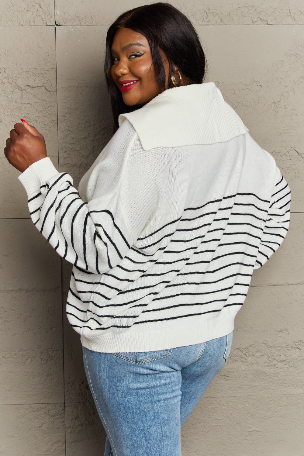 Sew In Love Make Me Smile Striped Oversized Knit Top - Mulberry Skies