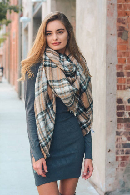 Classic Plaid Blanket Scarf-Mulberry Skies