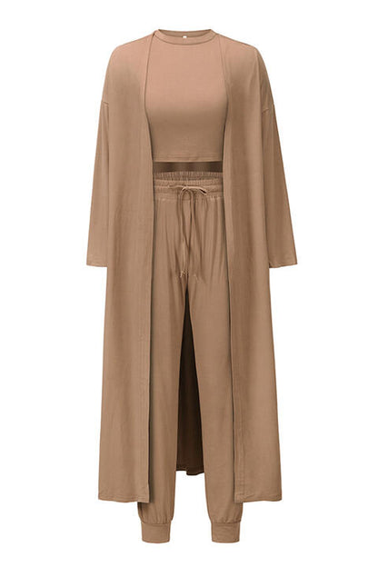 Tank, Pants, and Cardigan Set with Pockets - Mulberry Skies