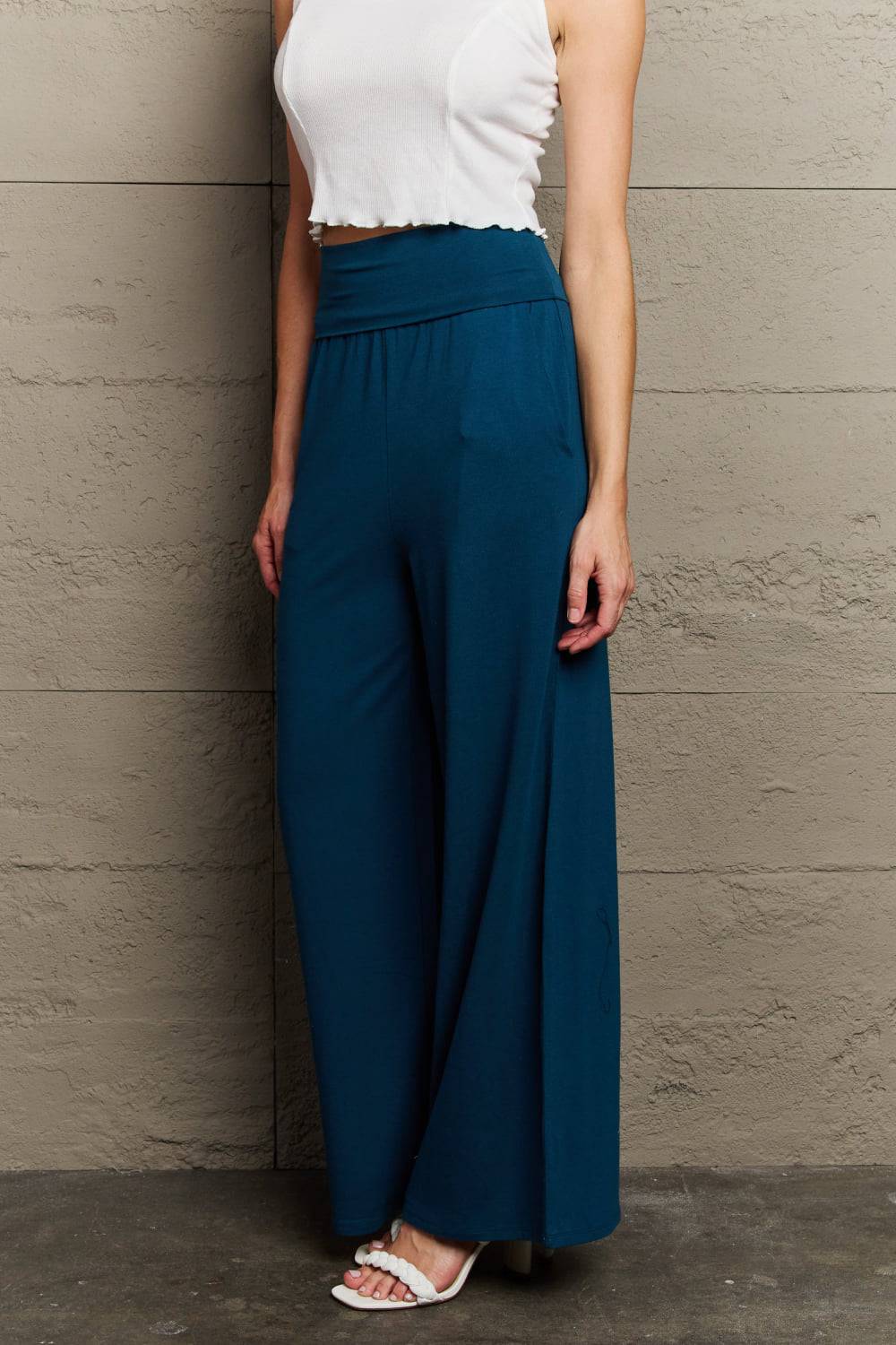 Culture Code My Best Wish Full Size High Waisted Palazzo Pants - Mulberry Skies