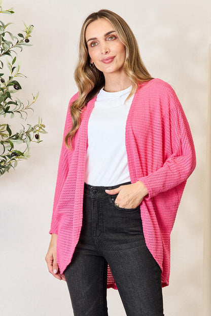 Heimish Full Size Open Front Long Sleeve Cardigan - Mulberry Skies