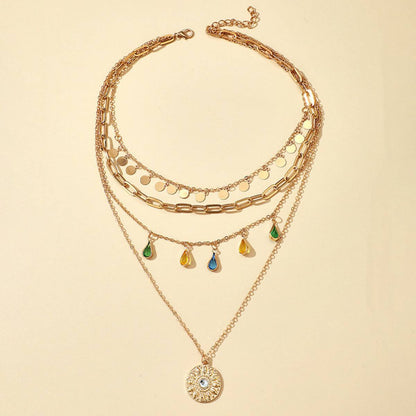 Multi-Strand Zirconia Charm Necklace - Mulberry Skies
