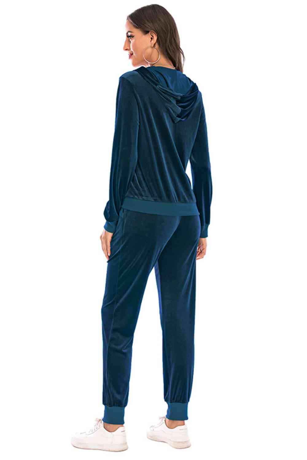 Zip-Up Hooded Jacket and Pants Set - Mulberry Skies