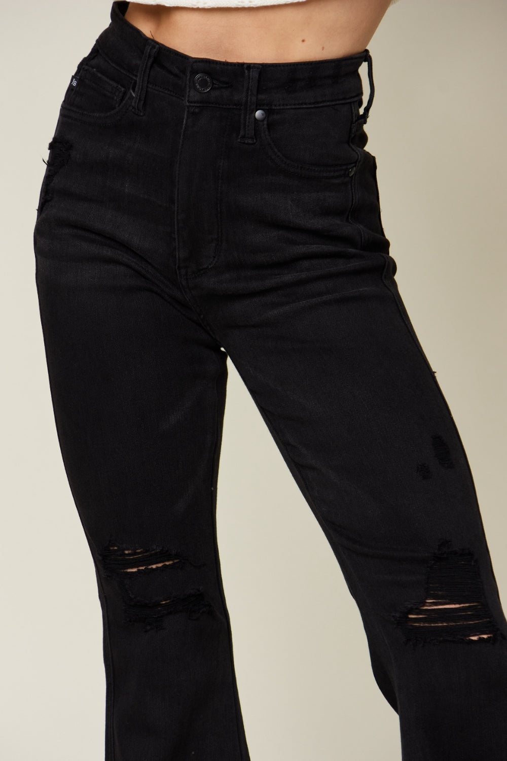 Judy Blue High Waist Distressed Flare Jeans - Mulberry Skies