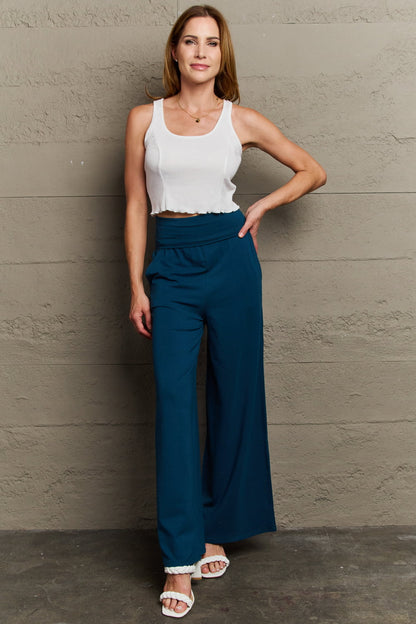 Culture Code My Best Wish Full Size High Waisted Palazzo Pants - Mulberry Skies