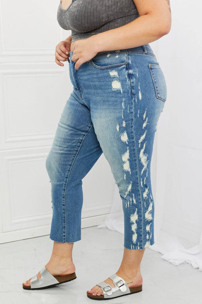 Judy Blue Laila Straight Leg Distressed Jeans - Mulberry Skies