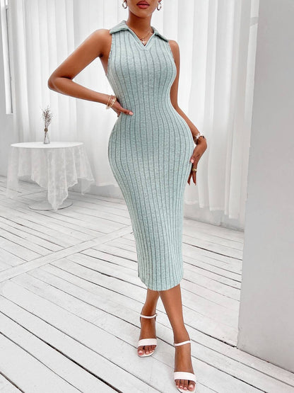 Johnny Collar Sleeveless Sweater Dress - Mulberry Skies