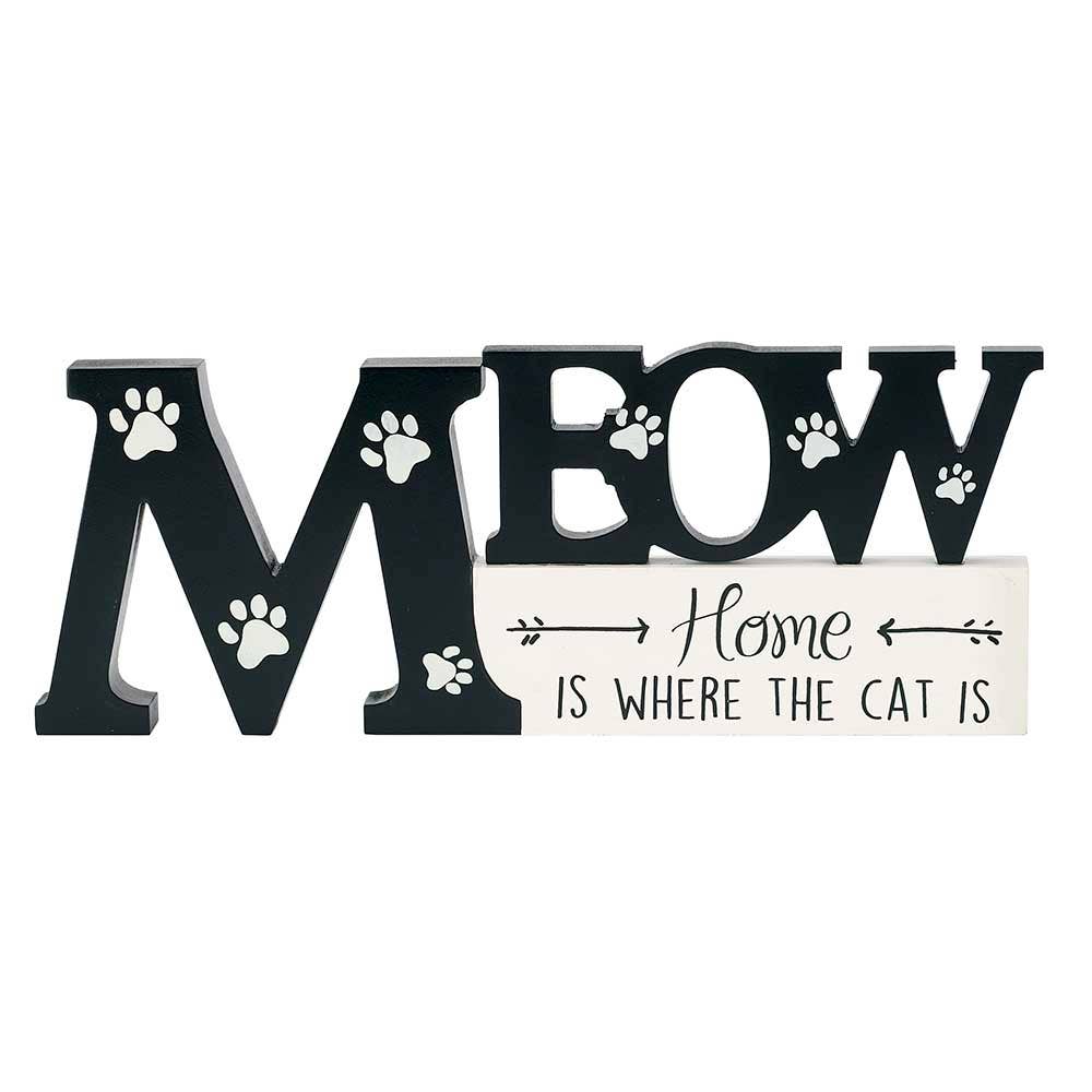 Meow Home Is Where The Cat Is Tabletop Plaque-Mulberry Skies