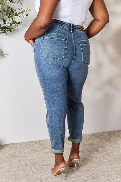 Judy Blue High Waist Drawstring Denim Jeans - Mulberry Skies