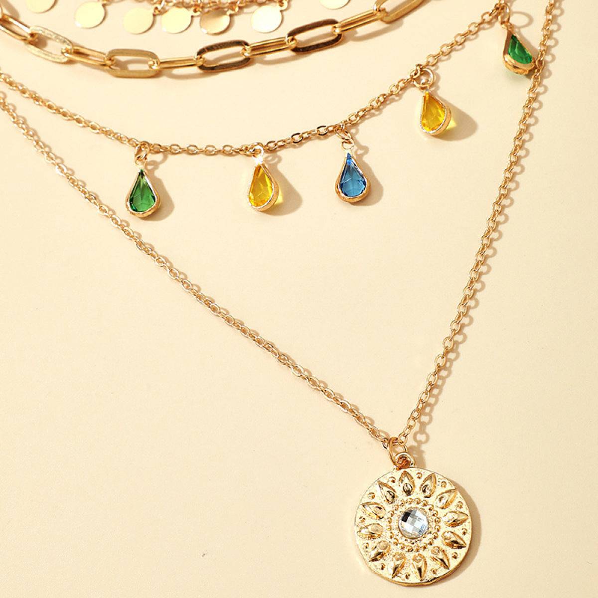 Multi-Strand Zirconia Charm Necklace - Mulberry Skies