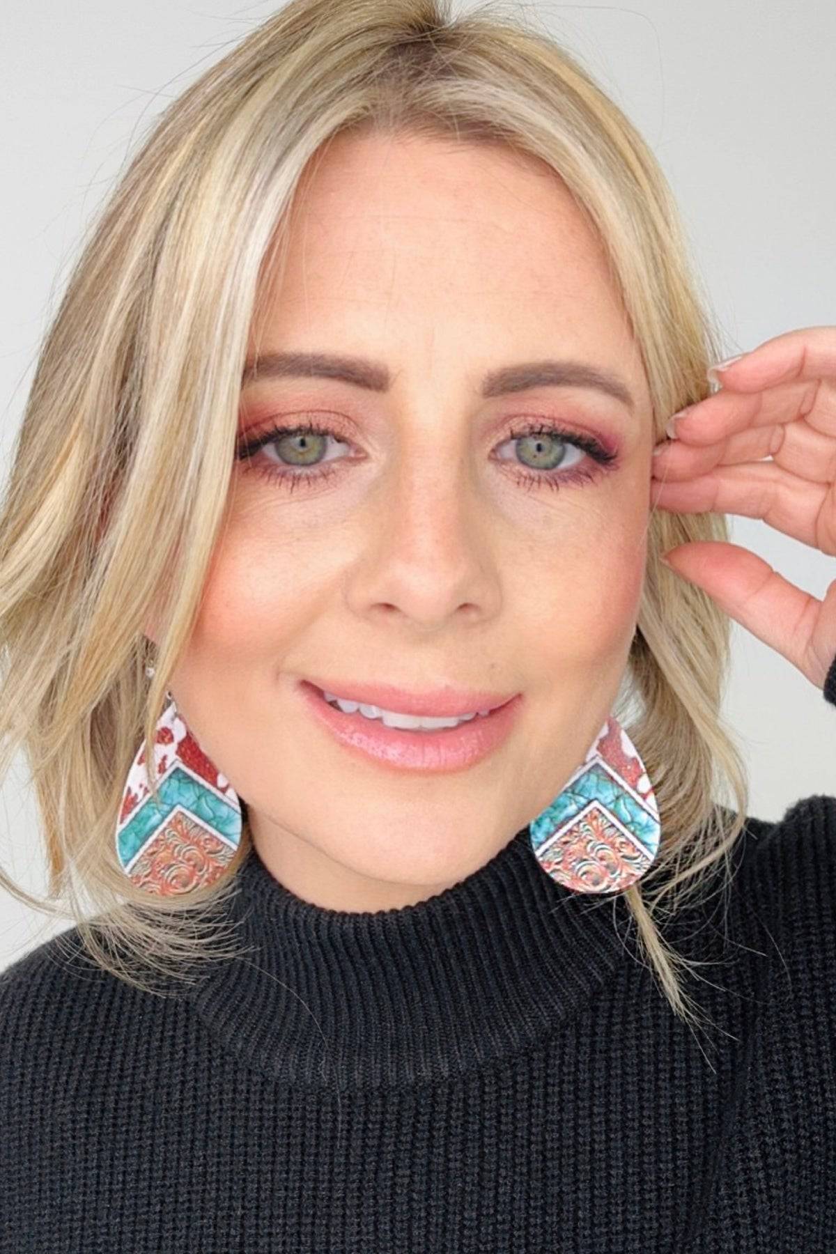 Retro Teardrop Cow/Leopard Pattern Drop Earrings - Mulberry Skies