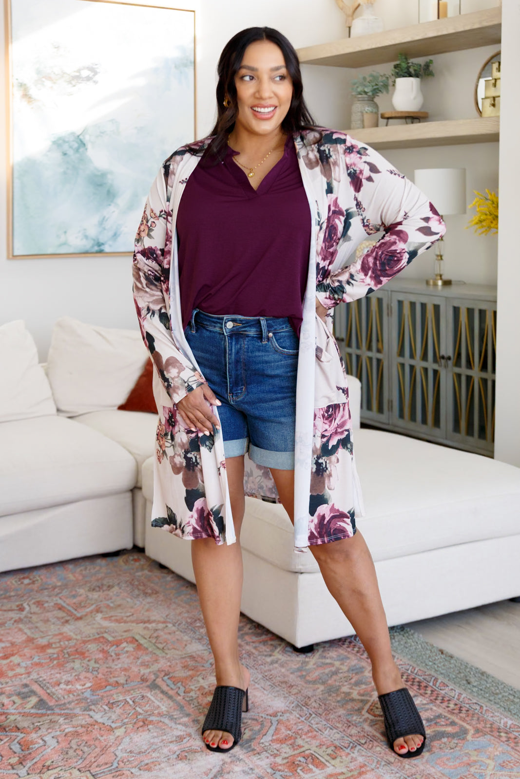 Blooming With Happiness Cardigan - Mulberry Skies
