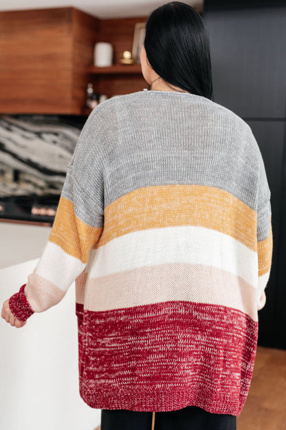 Bring the Warmth Color Block Cardigan - Mulberry Skies
