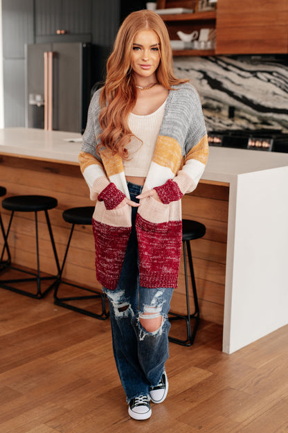 Bring the Warmth Color Block Cardigan - Mulberry Skies