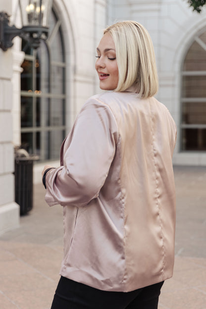 Champagne and Roses Satin Blazer - Mulberry Skies