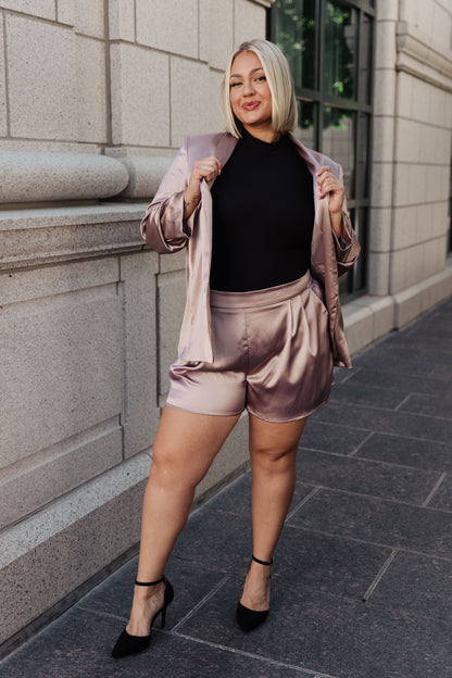 Champagne and Roses Satin Blazer - Mulberry Skies