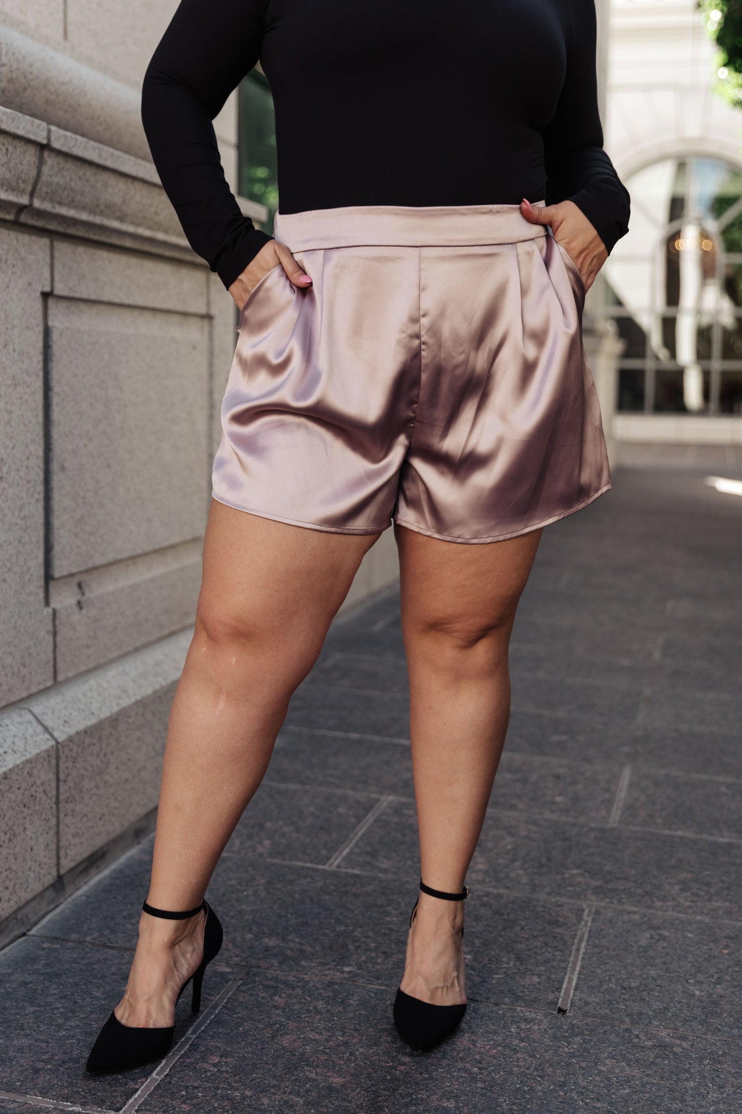 Champagne and Roses Satin Shorts - Mulberry Skies